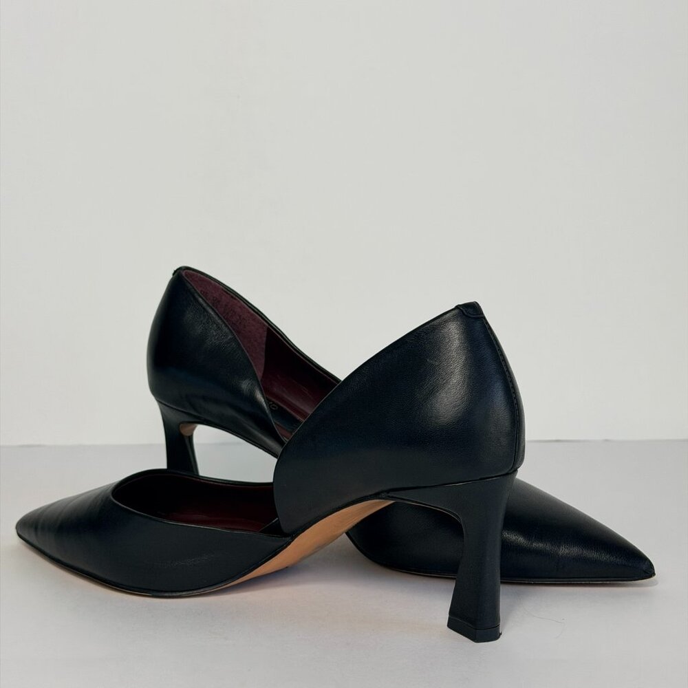 Franco Sarto Women's Tana Pointed Toe Pumps D'Orsay Black Leather Size 8M